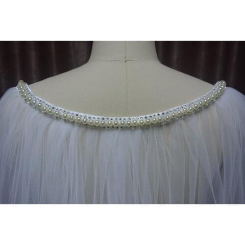 White lvory Wedding Accessories beaded cape veil Bridal Shawl Cathedral Tulle Artificial cryst Cape Veil Cloak Shawl custom size