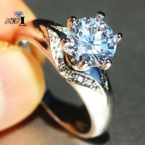 Wholesale YaYI Fine Jewelry Fashion Princess Cut White Cubic Zirconia Silver Color Engagement Wedding Party Lovers Rings