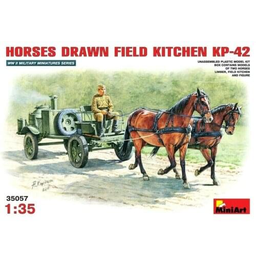 Miniart 35057 Horses Drawn Field Kitchen KP-42 Scale Plastic Kit 1/35