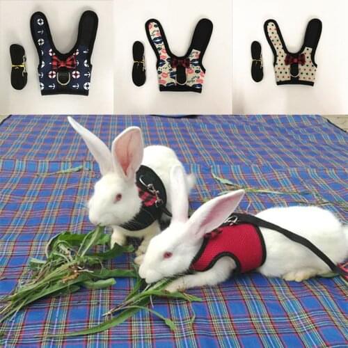 Adjustable Cat Harness Pet Vest Hamster Rabbit Chest Strap Breathable Bowtie Mesh Small Puppy Kitten Harness Leash Supplies