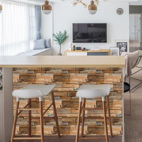 Retro nostalgic wood grain wall stickers bedroom living room TV background wall Lite refurbished tile stickers