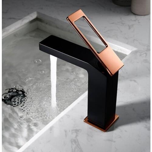 Luxury Black Rose gold Brass Bathroom sink faucet Top Quality Copper Basin mixer tap Fashion design Artistic Bath Faucet