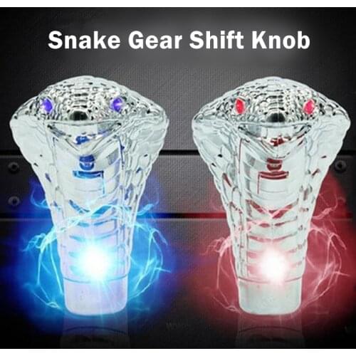 Universal Manual Gear Stick Shift Shifter Snake Cobra Car Styling Blue /Red LED Light Eyes Interior Accessory Gear Shift Knob