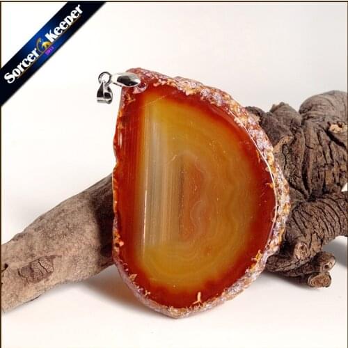 Natural Gem Stone Jewelry Multi-color Rough Art Botswana Agates Slice Beads Pendant Necklace New Trendy Gift for mens YS283