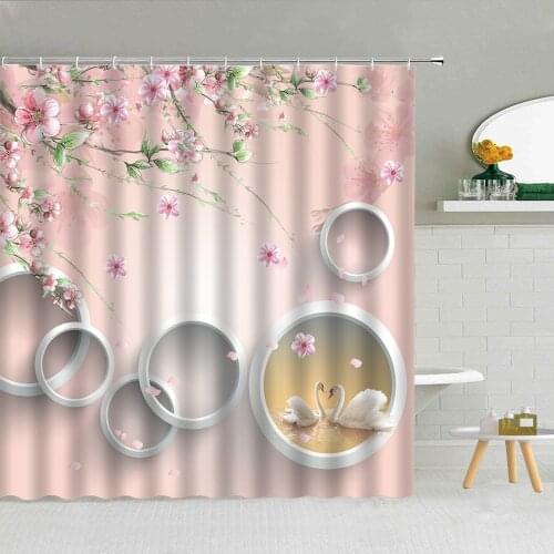 Nordic Modern 3D Beautiful Flower Shower Curtain Dandelion Polyester Fabric High Quality Bath Screen 3D Printing With Hook Decor