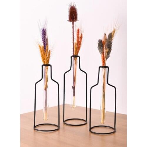 Modern Metal Black vase Vintage 3'lü Set Glass Tube vase jarrón ваза vaso مزهرية