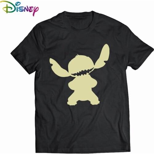 Disney Stitch T-shirt ladies summer cartoon top T-shirt fashion men and women same style white T-shirt short sleeve Femme