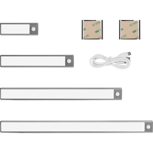 Ultra-thin 12/23/40CM PIR Motion Sensor LED Under Cabinet Light USB Rechargeable Wardrobe Cupboard Wall lamp Closet night lights