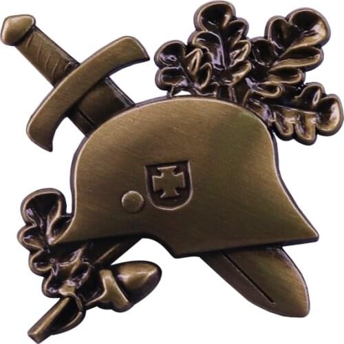 Vintage brass helmet lapel pin Germany military antique collection