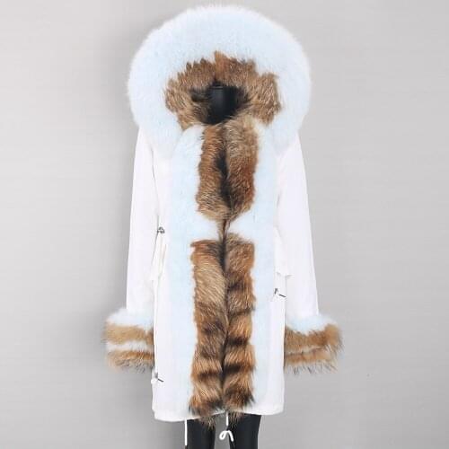 2021 new Women 7XL Size Thick Warm Real Fur Coat Removeabl Color Block Fur Collar Natual fur Parka Streetwear Winter Jacket