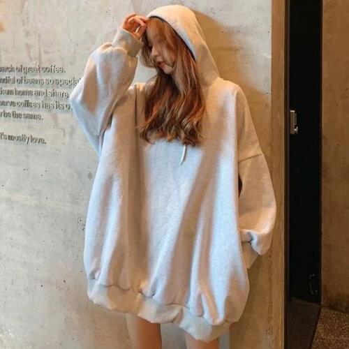 New Fashion Big Large Plus Size Casual Autumn Clothes Tops Women Long Sleeve Hoodies For Teen Girls Lady Long Hole Hoody Sweater