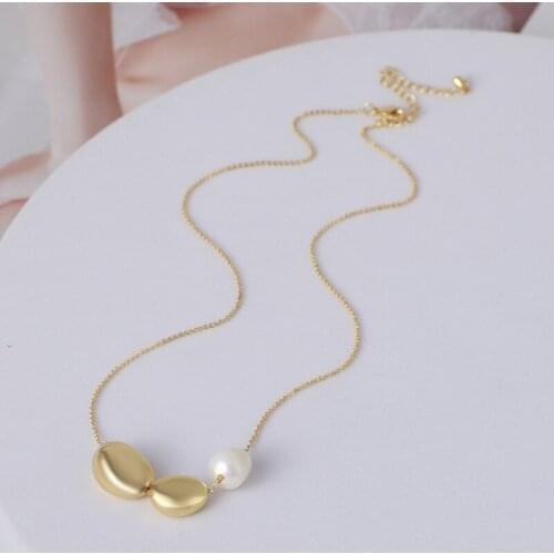 Women pearl pendant necklace freshwater natural pearl link chokcer fashion design jewelry