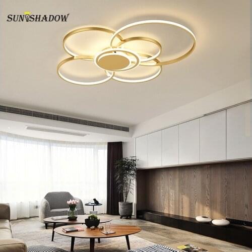 Gold&Black Modern Led Ceiling Light Circle Chandelier Ceiling Lamp Luminaires For Living room Bedroom Dining room Kitchen Lights