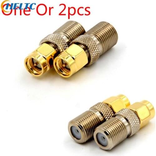 1pc/2pcs Gold RF coaxial coax adapter F Type Female Jack to SMA Male Plug Straight F connector to SMA Connector