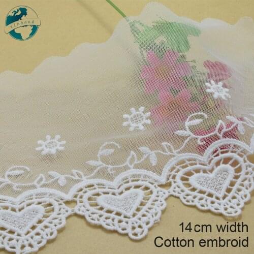 3yards 14cm white lace cotton embroidery lace french lace ribbon fabric guipure diy trims warp knitting sewing Accessories#3010