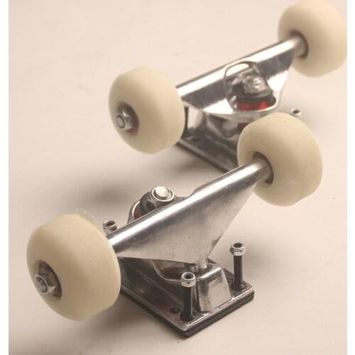 Skateboard Accessories 2 Sets Skate Board Wheels Aluminum Alloy Skateboard Trucks Rubber Four-wheel Longboard Parts Mini Cruiser