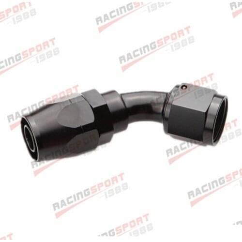 New AN-6 AN6 Aluminum Cutter Style Swivel 45 Degree Hose End Fitting Adapter Black