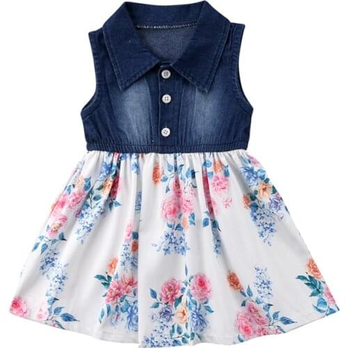 2019 Brand New Toddler Infant Baby Girl Kids Toddler Summer Denim Jeans Tutu Short Mini Dress Sleeveless Sundress Outfits 1-6T