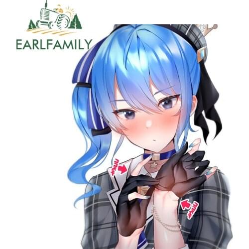 EARLFAMILY 13cm x 10.4cm for Hololive Anime Girl Funny Car Stickers Vinyl Decal Personality VAN Waterproof Windows Car Styling