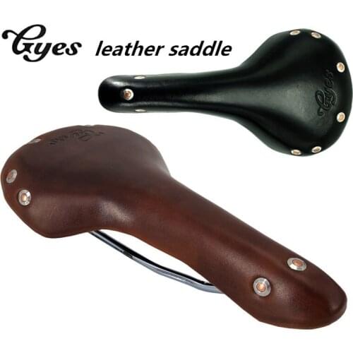 Gyes saddle leather Soft hard adjustment seat City bike for brompton birdy bmx Handmade cowhide selle
