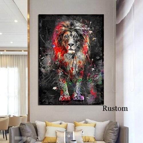 Graffiti Canvas Painting Animal Big Large Picture Modern Home Decoration Prints Lion Wall Art Poster Interior Decor Frameless