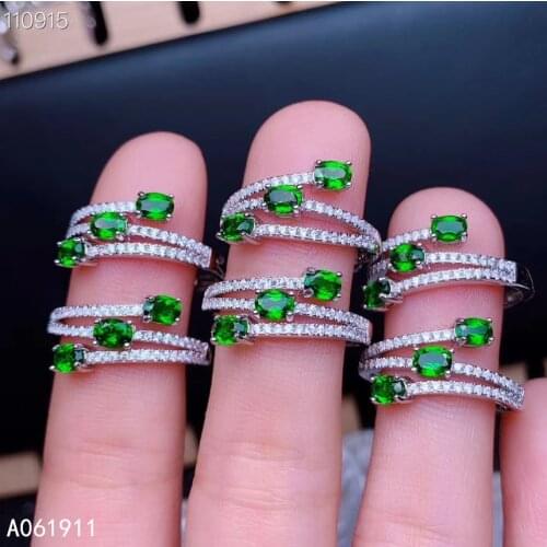 KJJEAXCMY fine jewelry natural Diopside 925 sterling silver adjustable women ring support test popular