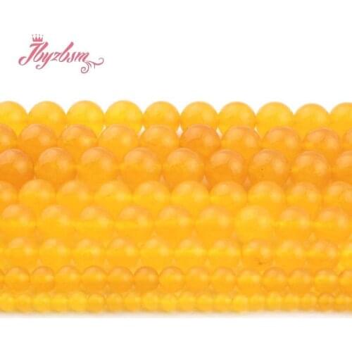 6,8,10,12mm Round Yellow Jades Beads Ball Smooth Loose Stone Beads For DIY Necklace Bracelets Earring Jewelry Making Strand 15"