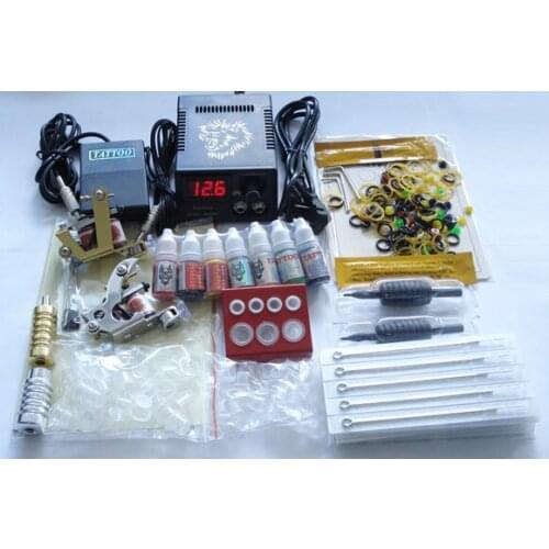 Digital permanent makeup machine tattoo starter kit 2 top tattoo gun 7 color inks tattoo set A031