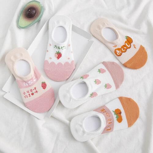 Autumn Flamingo Cartoon Acrylic Boat Socks Shallow Mouth Lovely Kawaii Cotton Socks Painting Low Ankle Socks For Women Girls