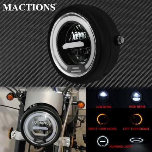 Motorcycle 6.5'' Vintage LED Front Headlamp Turn Signal Running Light High & Low Beam Headlight For Harley XL 883 Chopper Bobber