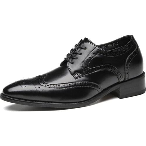 New Mens Brock Oxford Shoes British Carved Leather Formal Business Shoes Increased In Height Size 38-44