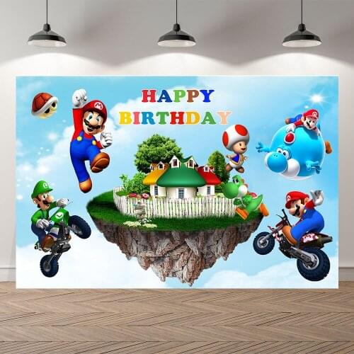 Seekpro Cartoon Game Super Brothers Photography Backdrops Party Table Decor Kids Girls Boys Birthday Party Photo Background