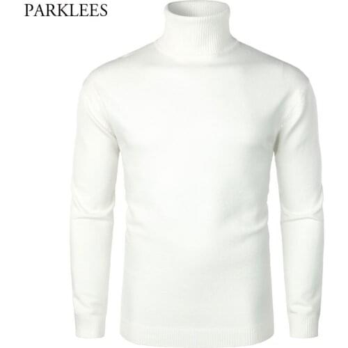 Solid Sweater Mens High Neck Male Pullover Casual Warm Pull Streetwear Ribbed Hem Turtleneck Sweaters Men Xmas Christmas