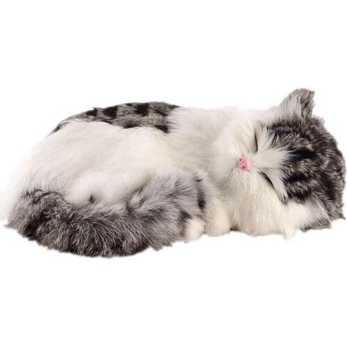 Dorimytrader Pop Plush Simulation Cat Toy Lifelike Lovely Realistic Pets Cat Doll Decoration for Car Gift 27x18x10 DY80005