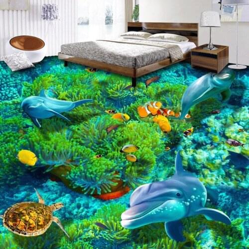 Beibehang Custom Photo Flooring 3d Underwater World Bedroom Bathroom 3D Floor Stickers Self-adhesive Floor Waterproof painting