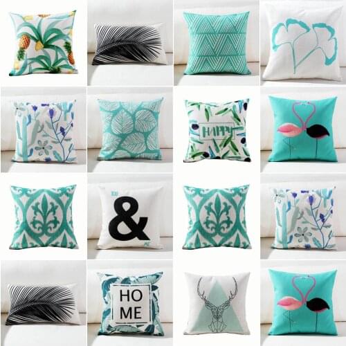 Simple Style The Leaves Pillow Case Throw Pillowcase Cotton Linen Printed Pillow Covers for Office Home Textile