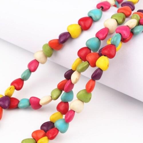 Size 8*7mm 10*9mm Colorful Love Heart Howlite Stone Beads Charms Spacer Bead Diy Bracelet Necklace For Jewelry