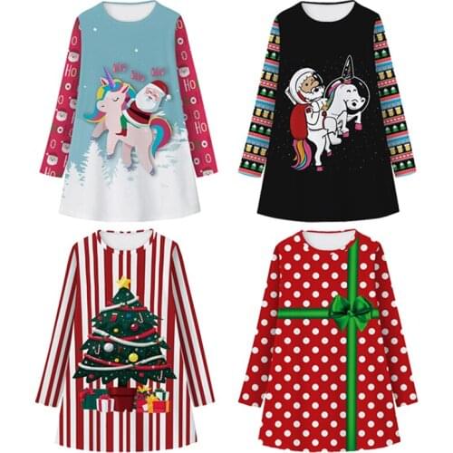 Christmas Girls Unicorn Dress Teens Girls Party Dresses For Girls Kids Santa Claus Dresses Children Clothing Carnival Dress