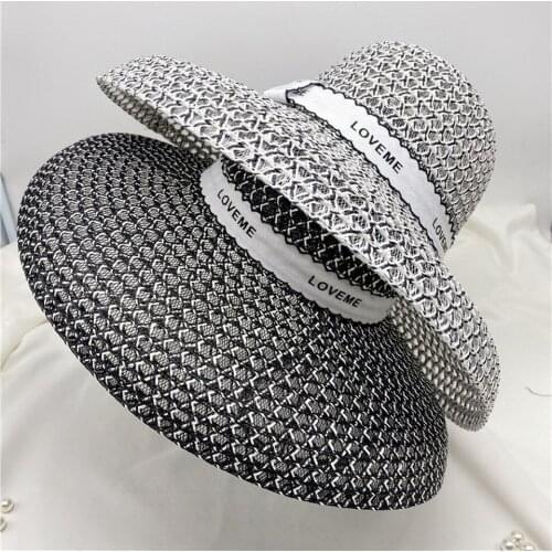 Summer Hat Women Hepburn Style Big Brim 14CM Vintage Design Straw Hat With LoveMe Belt Travel Holiday Beach Hat Big Sun Hat