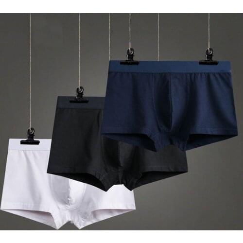 Prettywowgo Cotton Solid Color Plus Size Soft Boxershorts Mens Underwear Boxer M L XL 2XL 3XL 0428