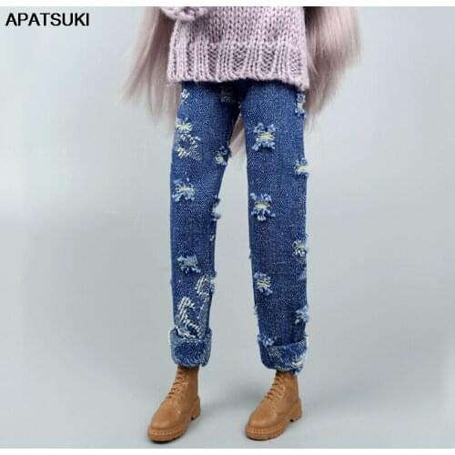Blue Fashion Ripped Jeans Pants For Barbie Doll Clothes Trousers For Barbie 1/6 BJD Dollhouse Accessories Kids & Baby Toys
