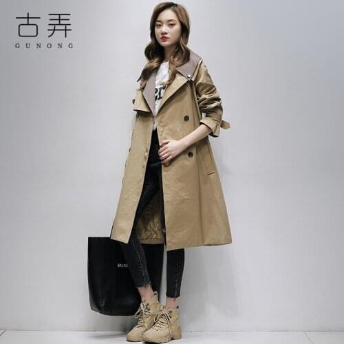 Windbreaker Womens Middle Long British Style 2021 Spring New Style, Korean Version Loose Over the Knee Coat Is Popular This