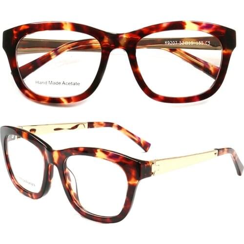 Women Cat Eye Glasses Frame For Women Round Leopard Print Tortoise Optical Eyeglass Frames Prescription Acetate Metal Spectacles