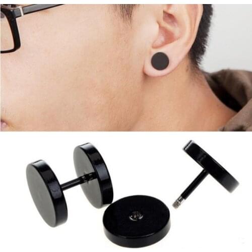 One Dumbbell Shape Earrings Single Creative Earrings Can Be Worn By Men And Women Personality Trend Black Earrings