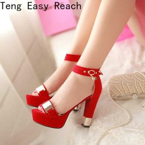 2021 New Summer Platform Sandals Women Ladies Shoes Thick Heels Sandals High Heels Suede Fashion Sandals Plus Size 33-45