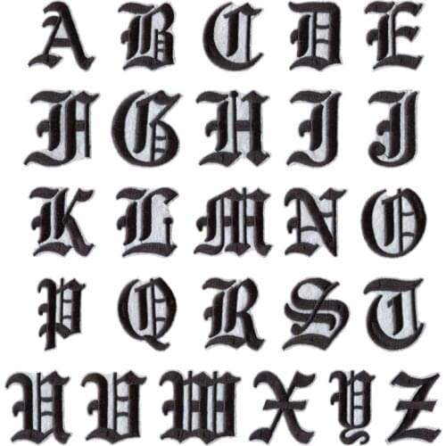 1PC A-Z 5cm high English Alphabet black thread Mixed Embroidered letter Sew on badge Iron On Patch For sleeve Clothes left chest