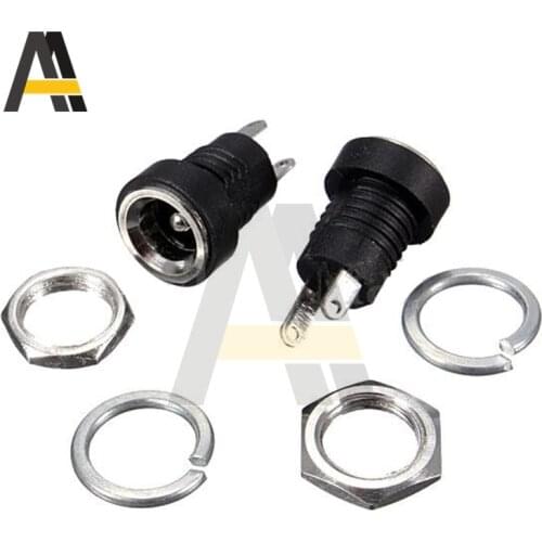 10PCS/lot Black DC-022B 5.5x2.1mm 5.5 X 2.1 mm Female DC Power adapter dc jack connector DC022B DC power plug male 5.5*2.1mm