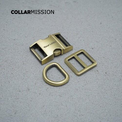 10pcs/lot Engraving (metal buckle+Tri-Glid+D ring)20mm metal plated buckle for bag webbing DIY dog collar accessories 8 colours