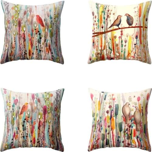 18Inch Bird Flower Pillow Case Bed Sofa Living Room Decor Throw Cushion Cover Pillow Cover Hotel Home Decorative Pillowcase