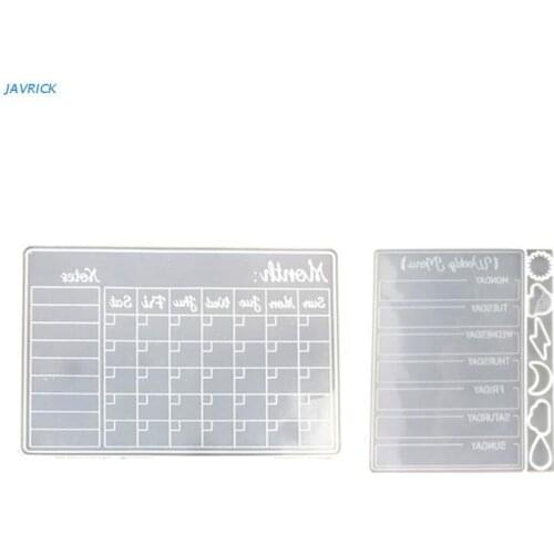 X7XB 2 Pieces Calendar Resin Silicone Mold Epoxy Resin Casting Mold for Diy Crafts